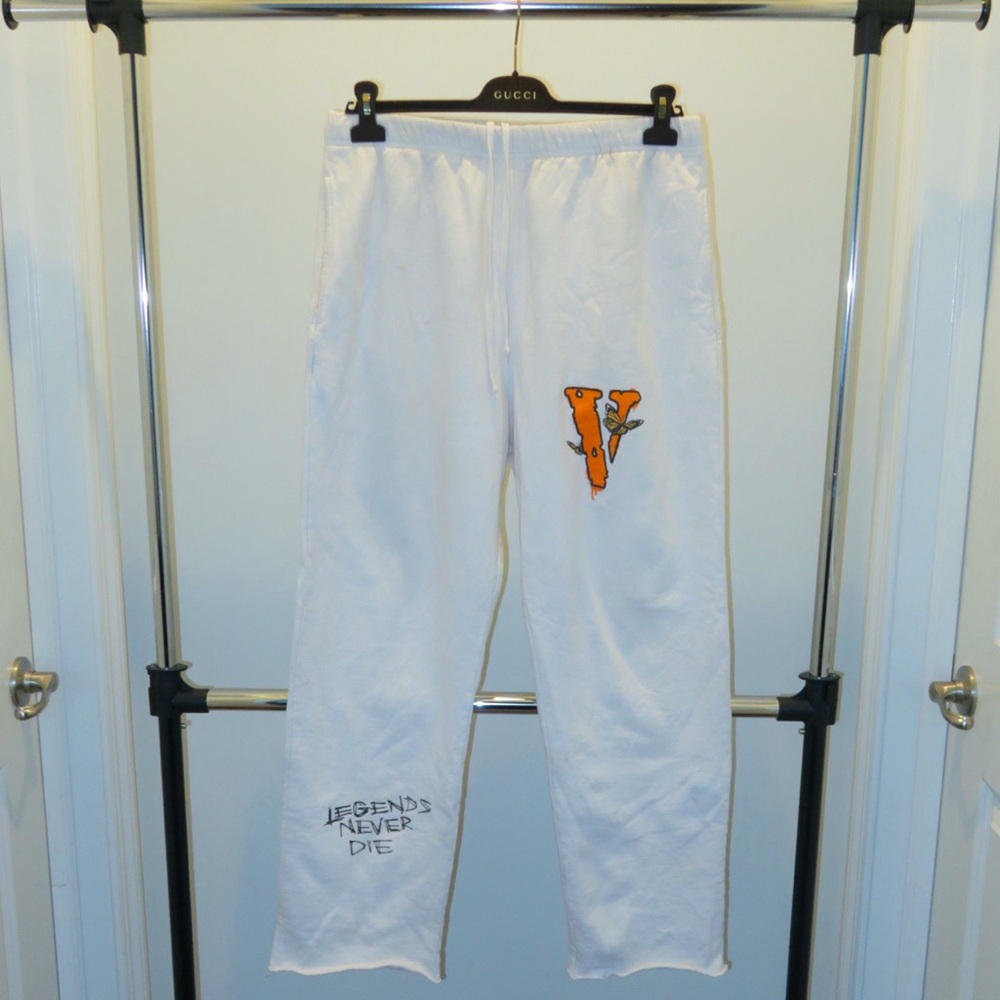 VLONE Juice Wrld White and Orange Sweatpants